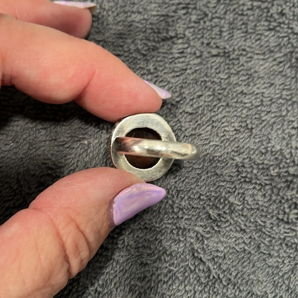 Sterling Silver Amber ring, Size 8, Vintage